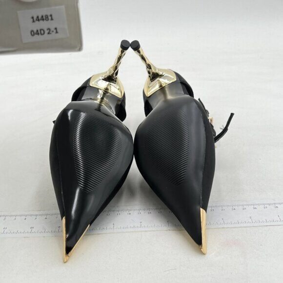 Funny She Jill Black Pointed Toe High Heel Shoes Ankle Strap Heels Stiletto Shoe - Picture 6 of 6